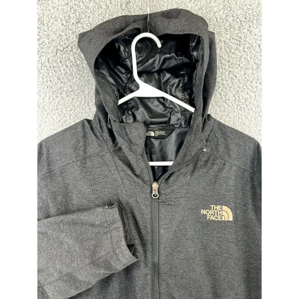 THE NORTH FACE Hoodie Jacket Mens Size S/P Full Zip Black Leather Patch Logo